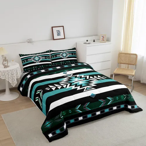Miniatura 3 de Feelyou Southwest Native Juego de Ropa de Cama para Niños y Niñas Juego de Edredón Geométrico del Suroeste Tamaño Twin Edredón Tribal Decoración