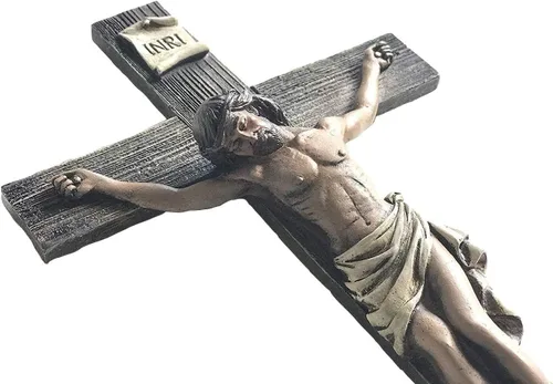 Miniatura 3 de Crucifijo de Jesucristo Nuestro Señor y Salvador para pared, decoración de resina INRI de 14 pulgadas para el hogar u oficina en una caja de regalo