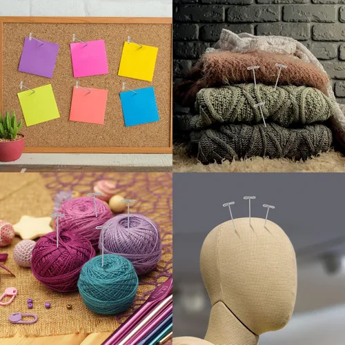 Miniatura 6 de 400 alfileres de peluca chapados en acero en forma de T para coser, bloquear, tejer, 2 pulgadas, 1.5 pulgadas