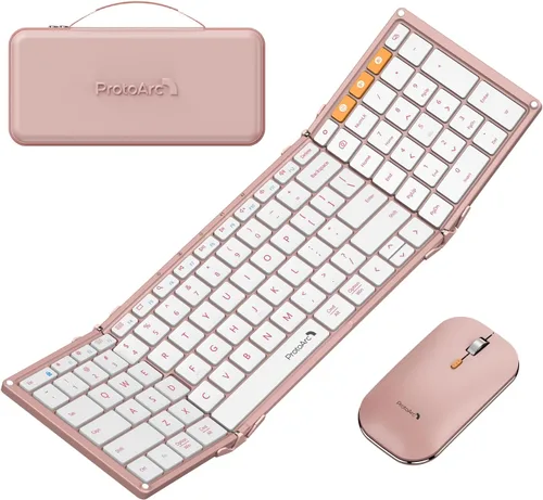 Miniatura 13 de ProtoArc XKM01 - Teclado y mouse plegables, combo de mouse inalámbrico plegable de tamaño completo para viajes de negocios, una suite de oficina Azul