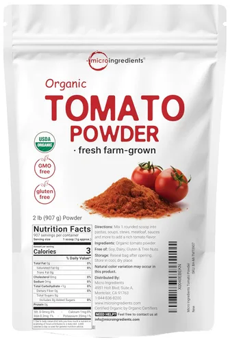 Polvo de Tomate Orgánico, 2 libras | Fuente de Tomates Frescos Cultivados en Granja y Secados por Congelación | Sabor Sabroso Crudo | Ideal para