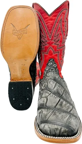 Miniatura 4 de Vaccari Levi - Botas vaqueras occidentales de cuero con estampado de cocodrilo genuino