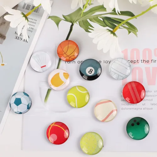 Miniatura 4 de Imanes de vidrio fuerte para refrigerador, paquete de 12 calcomanías magnéticas para nevera de baskertball deportivo, pizarra blanca, armarios