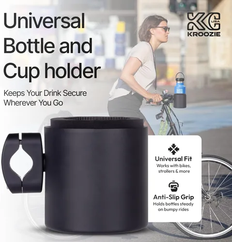 Miniatura 2 de Kroozie Stealth - Soporte para botella de bicicleta – Resistente portavasos de acero inoxidable para bicicleta para manillar – Para barras