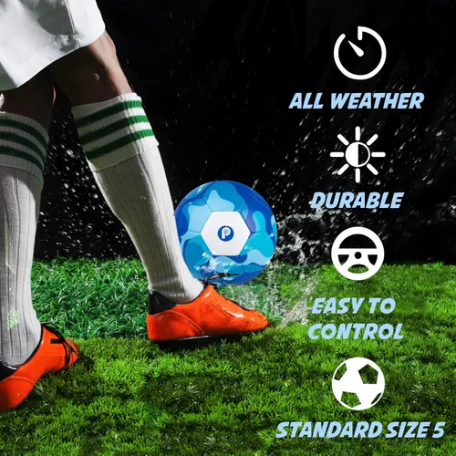 Miniatura 3 de PP PICADOR Balón de fútbol tamaño 5, pelota de fútbol tricolor para jóvenes y adultos, pelotas de fútbol para niños y niñas, para deportes