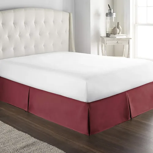 Miniatura 20 de Falda de cama plisada tipo caja de algodón 100% con 800 hilos - Volante plisado de lujo contra el polvo, falda de cama moderna de calidad hotelera