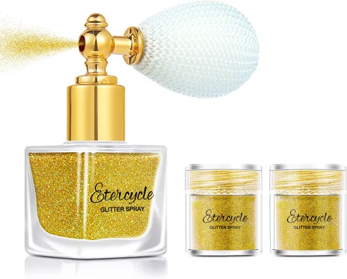 Etercycle - Pulverizador de purpurina dorada para el cuerpo, polvo en aerosol brillante, polvo de purpurina brillante, maquillaje brillante con