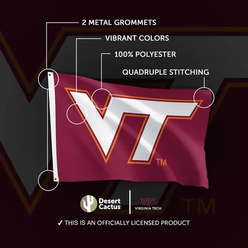 Miniatura 4 de Desert Cactus Virginia Tech VT - Bandera de Hokies de 3 x 5 pies, tela duradera para interiores y exteriores, diseño 100% poliéster (estilo 1)