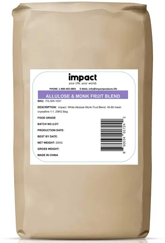 Impact - Edulcorante de fruta de monje y alulosa, sustituto de azúcar mezclado cristalizado - Cero calorías, bajo en carbohidratos, esencial para