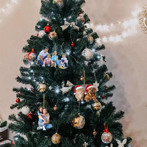 Miniatura 6 de Adornos navideños personalizados con foto, adornos de foto 2D personalizados, decoraciones colgantes para árbol, regalo para parejas de Navidad