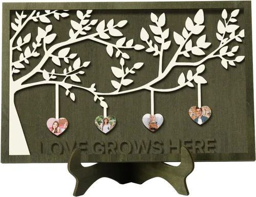 Miniatura 38 de Regalos para mamá, letrero de árbol familiar personalizado con nombres personalizados, placas de madera, decoración grabada con nombres familiares