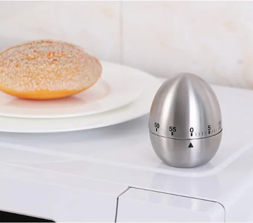 Miniatura 2 de Temporizadores de cocina de huevo, temporizador mecánico giratorio de acero inoxidable de 60 minutos para cocina, trabajo, aprendizaje
