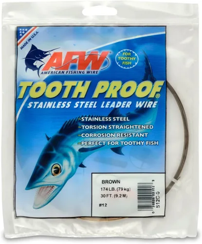 Miniatura 78 de AFW Alambre Líder Duro de Una Hebra de Acero Inoxidable a Prueba de Dientes - Brillante y Camuflaje para Tiburón, Barracuda, Caballa Real, Wahoo