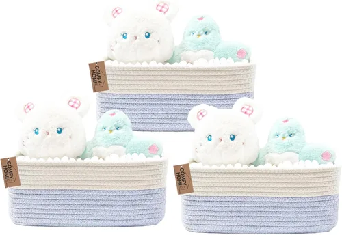Miniatura 14 de COMFY-HOMI Cestas de almacenamiento de 11.5 x 7.5 x 4.7 pulgadas para organizar, cesta tejida de cuerda de algodón, caja de almacenamiento