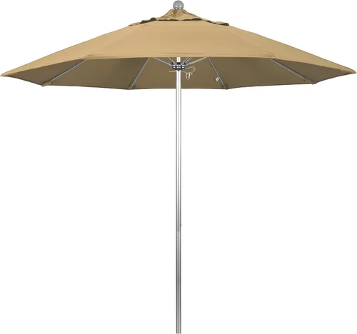 Miniatura 17 de California Umbrella Paraguas redondo de aluminio/fibra de vidrio de 9', empuje abierto, poste de plata, tela azul real de olefina