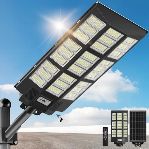 Miniatura 9 de Luces solares impermeables para exteriores, luz solar de calle de 8000 W con sensor de movimiento, luces de inundación de seguridad de 7000 K