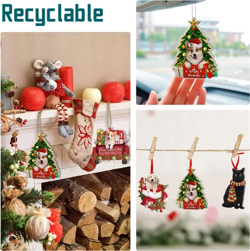 Miniatura 5 de Corgi - Adornos para árbol de Navidad, adorno de aluminio para árbol de Navidad de Corgi (no 3D), decoración de Navidad 2023 para amantes de Corgi