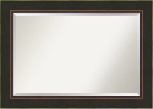 Miniatura 8 de Amanti Art Espejo de baño de bronce para sobre fregadero, espejo rectangular de bronce milano de 27 x 23 pulgadas, marco de madera pequeño casual