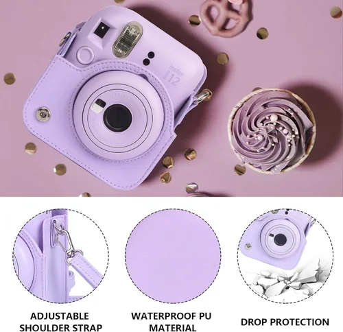 Miniatura 4 de CAIYOULE Funda para cámara Fujifilm Instax Mini 12 de película instantánea, bolsa protectora de piel sintética para cámara Fuji Mini 12 con álbum