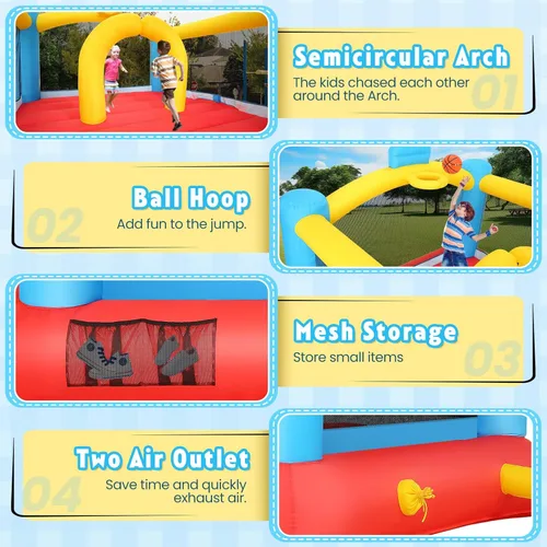 Miniatura 4 de AKEYDIY Castillo inflable para interiores y exteriores con soplador, castillo de salto con doble tobogán, castillo inflable duradero para patio