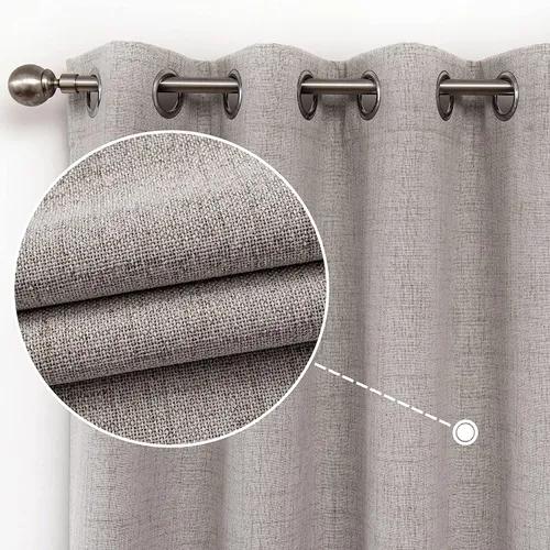 Miniatura 31 de CUCRAF Juego de 2 paneles de cortinas 100% opacas de lino de 84 pulgadas de largo, con pestaña trasera y bolsillo para barra para sala de estar