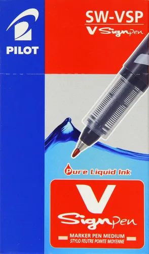 Miniatura 10 de Pilot V Sign - Bolígrafo de tinta líquida con punta de 5/64 pulgadas, color negro, caja con 12