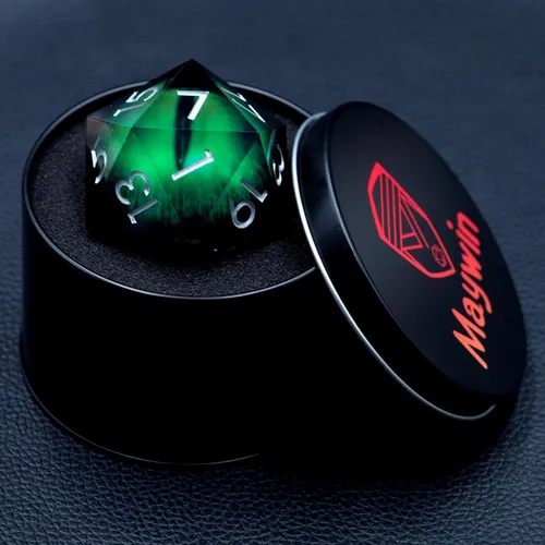 Miniatura 6 de Sharp Edge Eyeball D20 - Dados grandes individuales de 1.76 pulgadas con estuche de regalo, dados de ojo móvil de dragón para Calabozos y Dragones