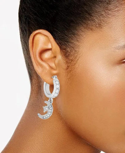 Miniatura 2 de GUESS Pendientes de aro colgantes con forma de luna y estrella, Vidrio, No es una piedra preciosa
