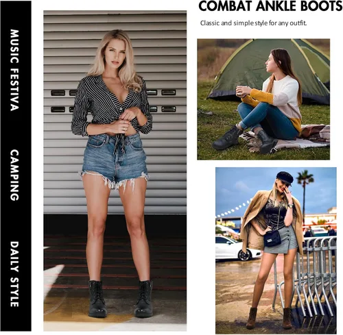 Miniatura 3 de Vepose - Botas de combate a la moda para mujer, altura al tobillo