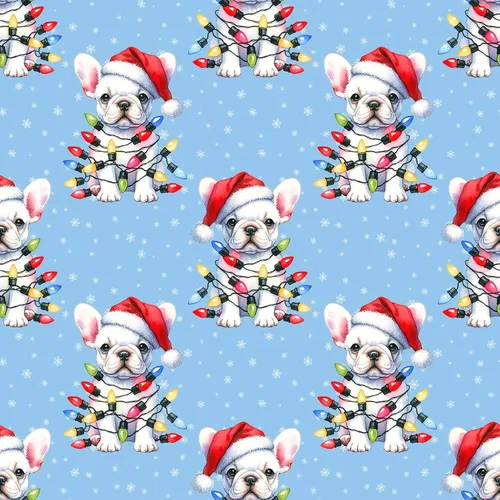 Miniatura 2 de Lindas luces de Navidad, papel de regalo de bulldog francés de Navidad, decoración de Navidad con temática de perro cachorro