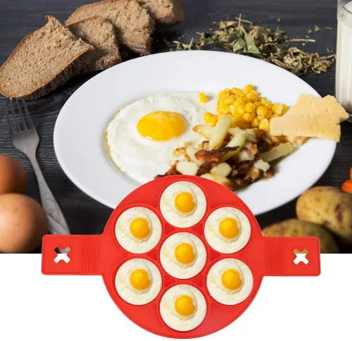 Miniatura 3 de Molde para freír huevos, 2 anillos de silicona antiadherentes para hacer panqueques, molde de tortilla para cocinar con asas para huevos