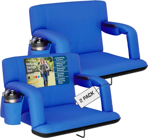 Miniatura 19 de Alpcour Asiento plegable para estadio – Silla de apoyo para adultos amplios reclinables de lujo para adultos para blanqueadores – Mejor extra grueso