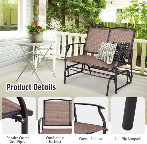 Miniatura 8 de Redeo Wenst'sKufAN - Silla mecedora para patio, banco de columpio para exteriores con marco de acero estable, banco mecedora para 2 personas, ideal