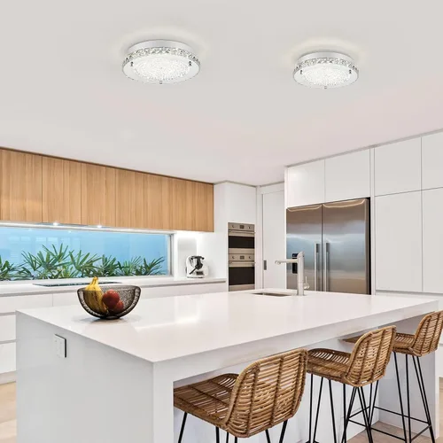 Miniatura 3 de Lámpara de techo de montaje empotrado, luces de techo cromadas de cristal para cocina, lámpara LED de dormitorio de 8.3 pulgadas para baño, pasillo