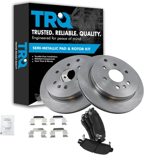 Miniatura 167 de TRQ Juego de pastillas de freno semimetálicas traseras y rotores compatibles con Chevrolet Trailblazer 02-06 Trailblazer EXT 04-06 SSR 02-07 GMC