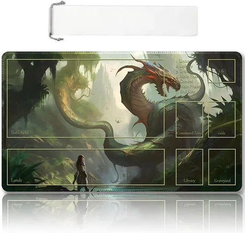 Miniatura 44 de Tapete de Juego MTG Premium Cosido con Zonas y Respaldo de Goma Antideslizante - Tapete de Juego TCG para MTG y Otros Juegos de Cartas - Diseño Dkt