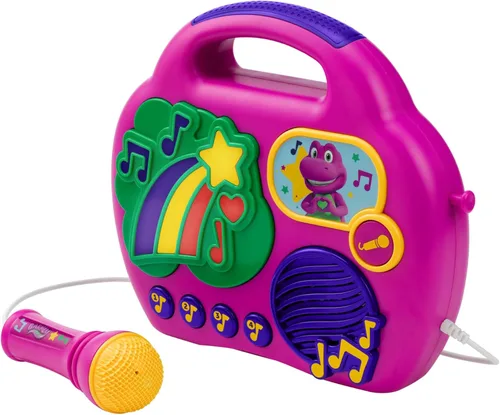 Miniatura 5 de Barney - Micrófono de karaoke con boombox para fanáticos de los juguetes de los niños, máquina de karaoke para niños con música integrada (Barney)