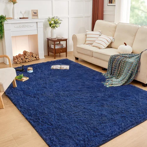 Miniatura 22 de Andency Alfombras suaves color burdeos para sala de estar, dormitorio, 5 x 8 pies, alfombra de noche lanuda esponjosa, antideslizante, alfombra
