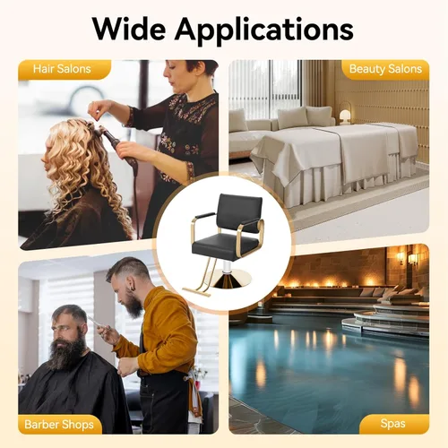 Miniatura 6 de Silla de salón para estilista, silla de peluquería hidráulica con giro de 360°, silla de estilo ajustable en altura para peluquería, salón de Negro