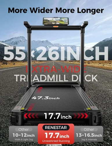 Miniatura 3 de Renestar Treadmill for Home with 25% Auto Incline - 8.5MPH Max Speed, Extra Large LED Touchscreen, 300LBS Capacity, 3.5HP Home Office Treadmills for
