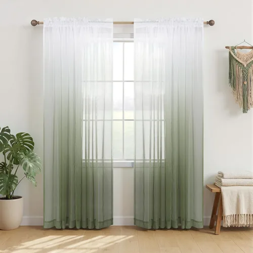 Miniatura 13 de KOUFALL Cortinas de ventana de baño para ducha, juego de 2 paneles de cortinas cortas transparentes en blanco y negro para cocina, dormitorio