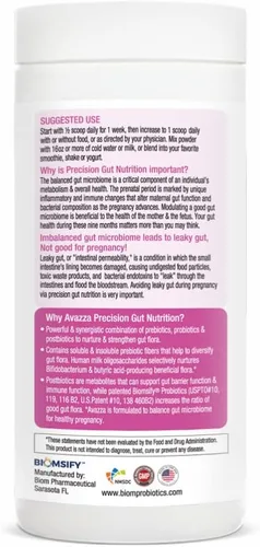Miniatura 3 de Fórmula prenatal Avazza con fórmula TriBiom: probióticos + prebióticos + posbióticos para nutrir y estabilizar contra el intestino permeable.