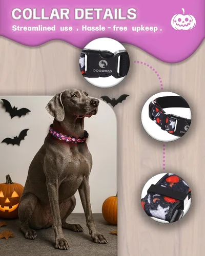 Miniatura 2 de DOGWONG Collar de perro con luz LED para Halloween, recargable e impermeable, collares de perro iluminados para otoño para caminar por la noche