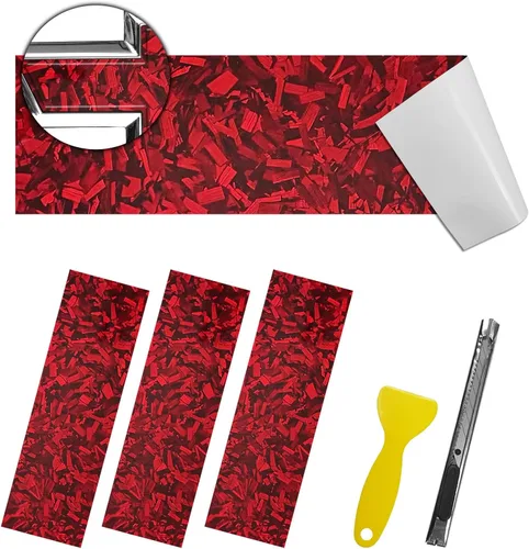 Miniatura 18 de QianBao Compatible con envoltura de vinilo de fibra de carbono de 11.8 x 4 pulgadas, kit de envoltura de emblema Chevy Bowtie con espátula y Negro 6