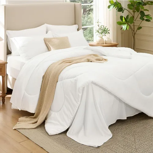 Miniatura 7 de Bedsure Juego de edredón individual de 5 piezas, serie premium, cama suave de lujo de hotel en una bolsa, alternativa al plumón de ganso, seguro