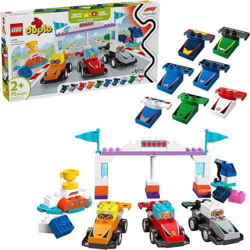 LEGO DUPLO Town F1 Team Race Cars & Drivers Juguete de Construcción Playset - Coches de Juguete para Niños Pequeños para Juego de Simulación, Niños