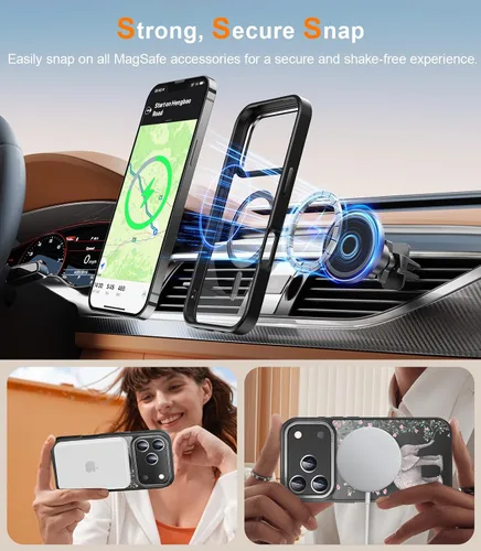 Miniatura 16 de Goodon para iPhone 15 Pro Max con protector de pantalla de privacidad, compatible con Magsafe, funda translúcida mate a prueba de golpes - Linda