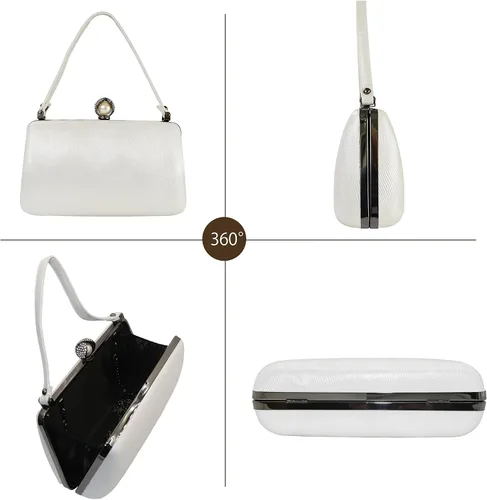 Miniatura 3 de Bolsa de noche para mujer con asa superior formal para graduación cóctel fiesta boda novia bolso de mano con cadena cruzada