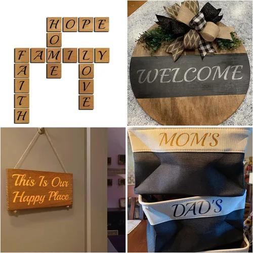 Miniatura 2 de Plantillas de letras del alfabeto de 1.5 pulgadas para pintar, paquete de 70 plantillas de letras y números con letreros para pintar sobre madera