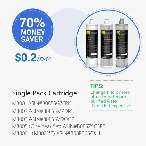 Miniatura 7 de Frizzlife Sistema de filtro de agua para debajo del fregadero, certificado NSF/ANSI 53 y 42 y 372, filtración de agua de 8 capas de 0.5 micrones que